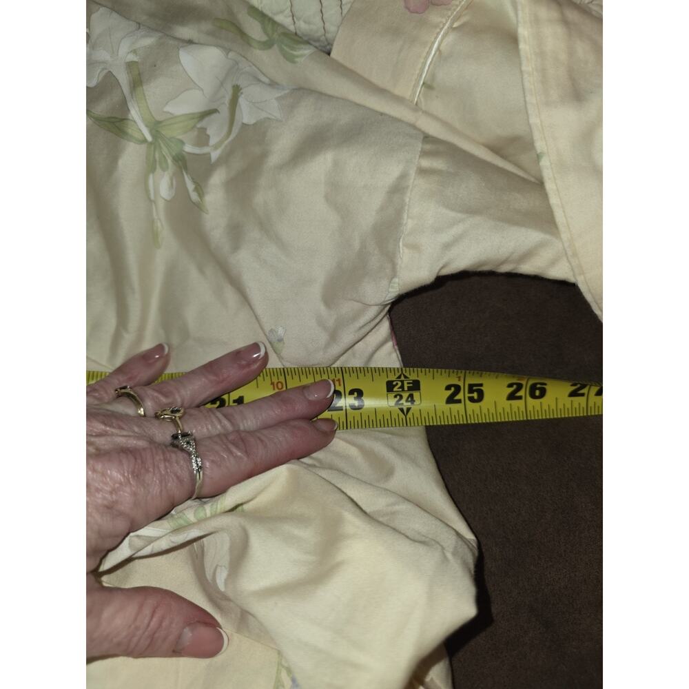 Vtg Yves Delforme Paris Butter Yellow Floral Robe Elegant Cottagecore Size L - Picture 11 of 12
